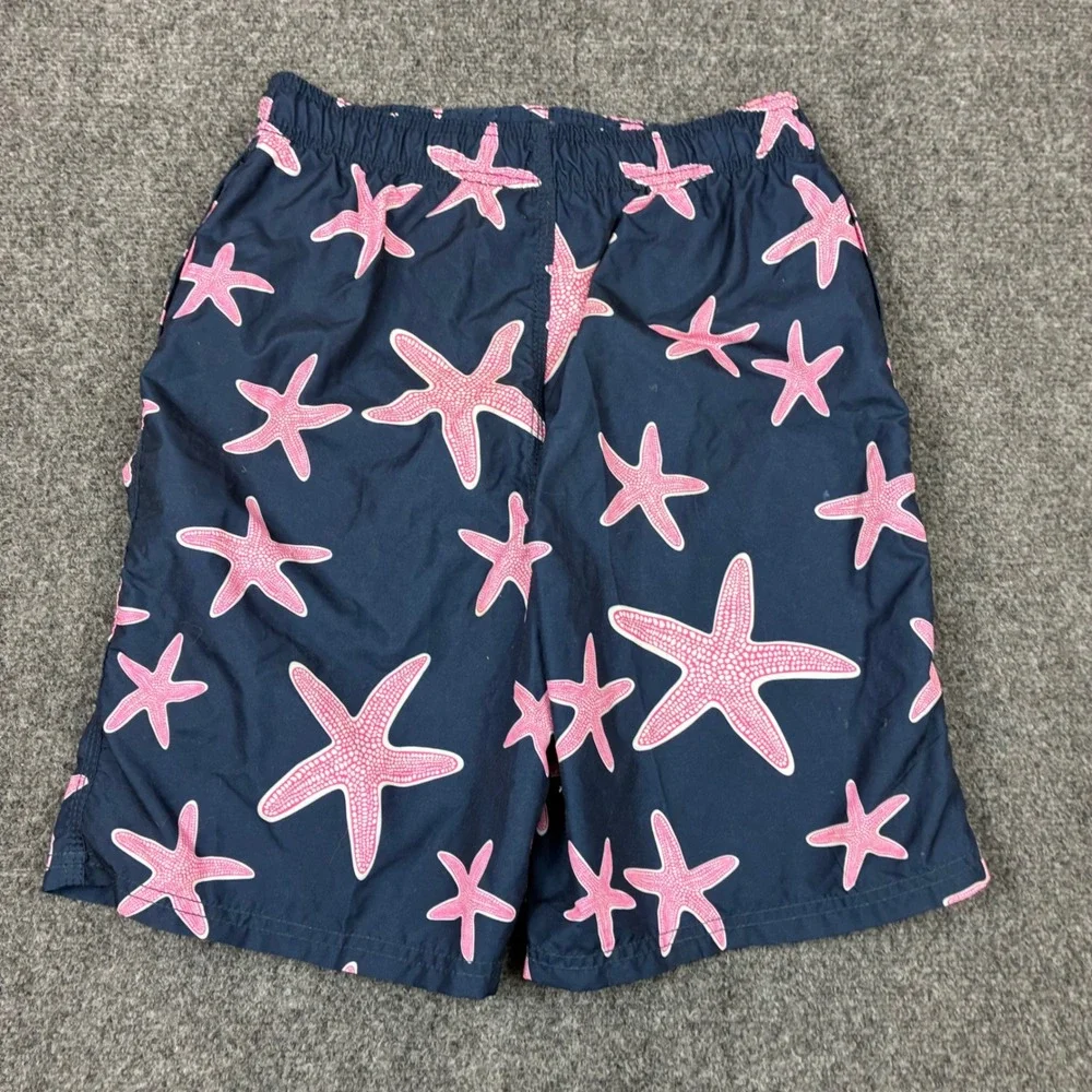 Kanu Surf Boys Navy Pink Starfish Swim Trunks Shorts Kids Boys Size Large 14/16